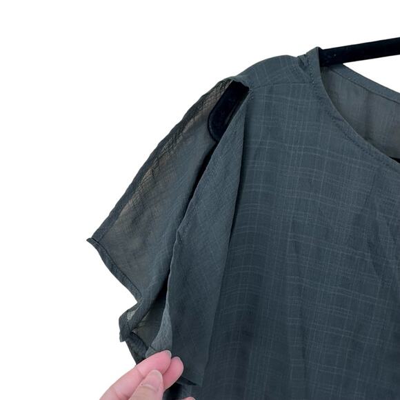 NWT 14th & Union Women's Size Small Grey Top Popover Tunic Blouse Semi Sheer - Picture 8 of 10